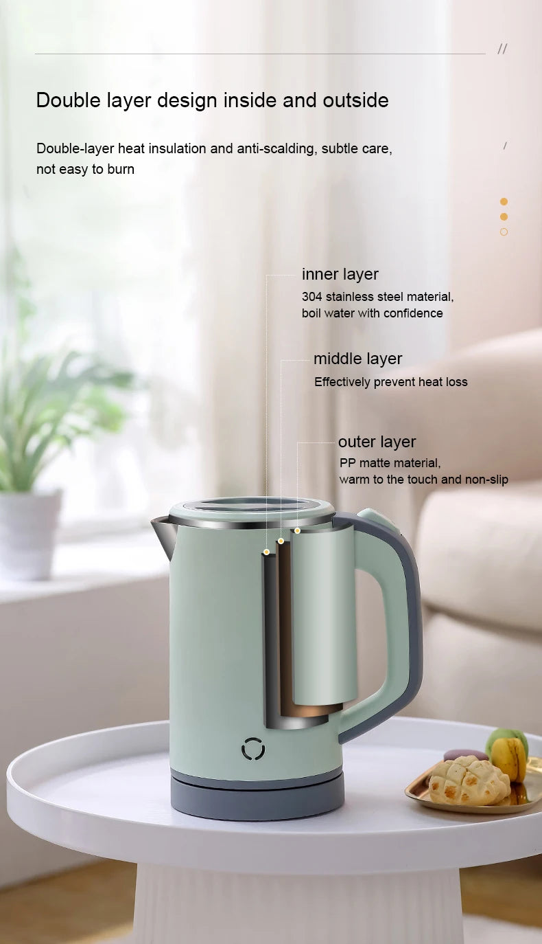 110V/220V Travel Electric Kettle MINI Boiling Teapot Cup Heater Portable Stainless Steel 0.8L Hot Water Quick Heating Pot Boiler