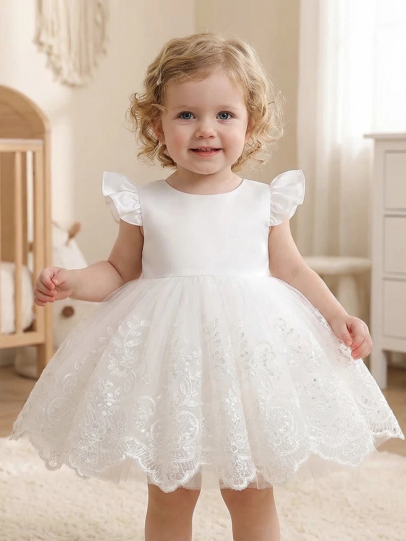 Baby Girl Casual Simple Woven White Round Neck Sleeveless Detachable Three-Dimensional Bow Dress Birthday Party,Evening Party