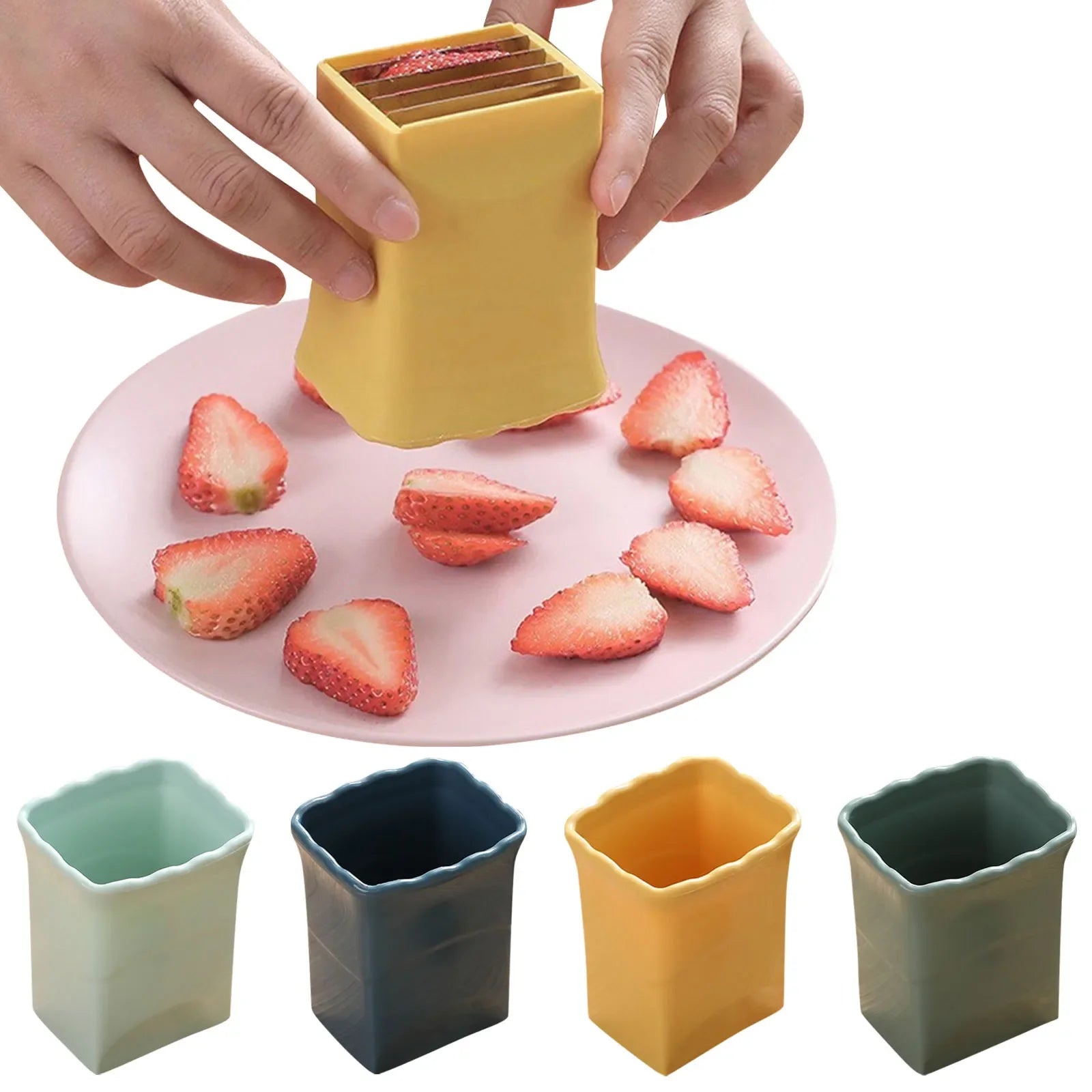 Stainless Steel Fruit Slicer, Egg & Strawberry Cutter, Banana & Vegetable Cutter, Kitchen Fruit Slicing Tool