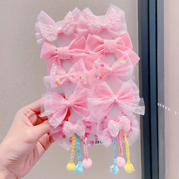 [10-Piece Set] Children's Bow Hairpin New Cute Princess Girls Broken Hair Bangs Clip Baby Hair Accessories Wholesale