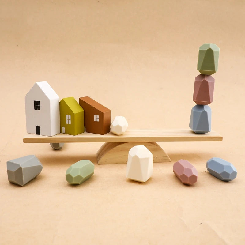 Baby Threading Toy Outer Space Wooden Seesaw Toy Blocks Board Games Montessori Hands-on Ability Educational Children Blocks Gift