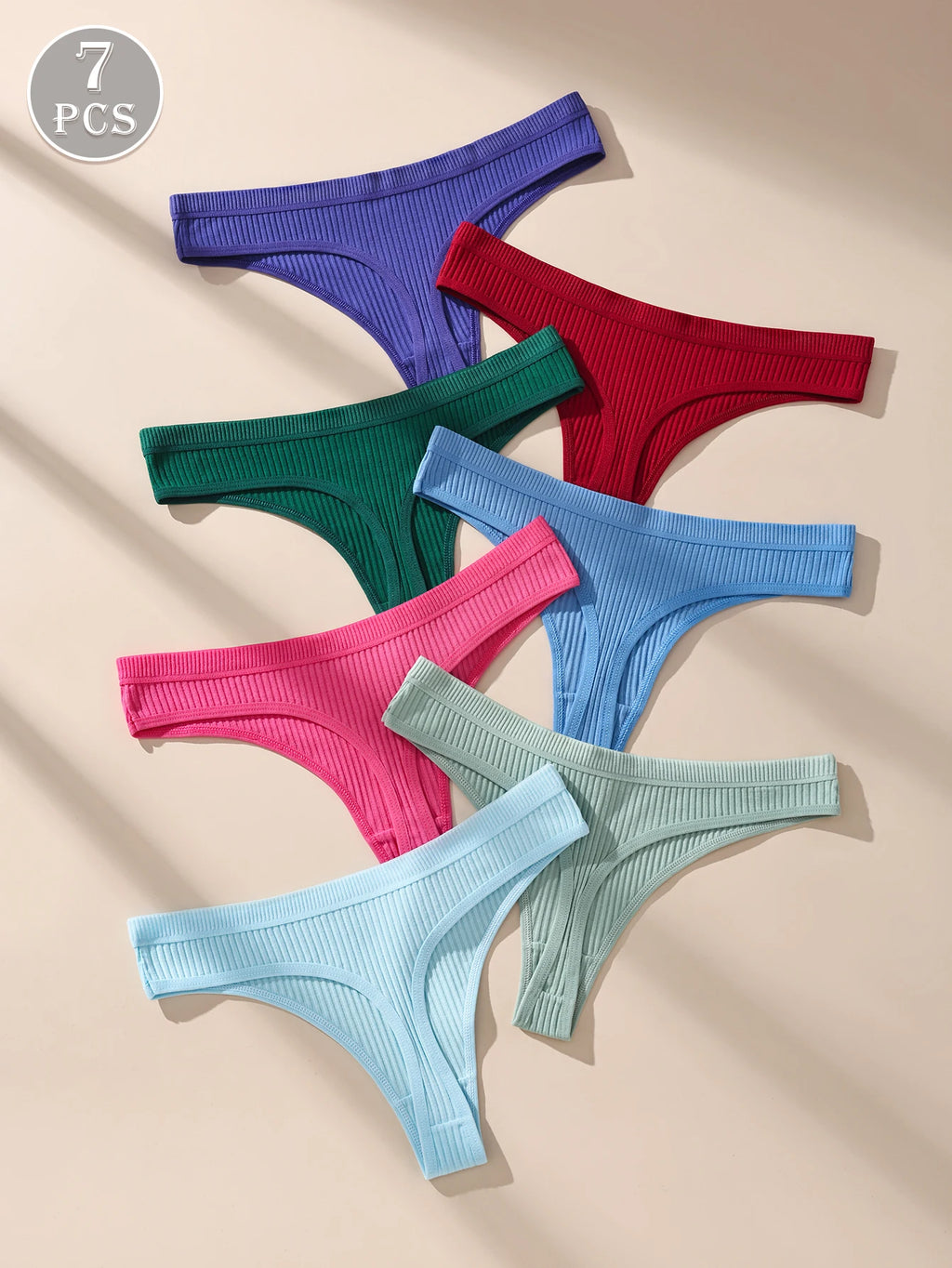 7Pcs Women Cotton Thongs Panties Striped Underwear Sexy Underpants Black Panty Soft G-Strings Plus Size Tanga Female Lingerie