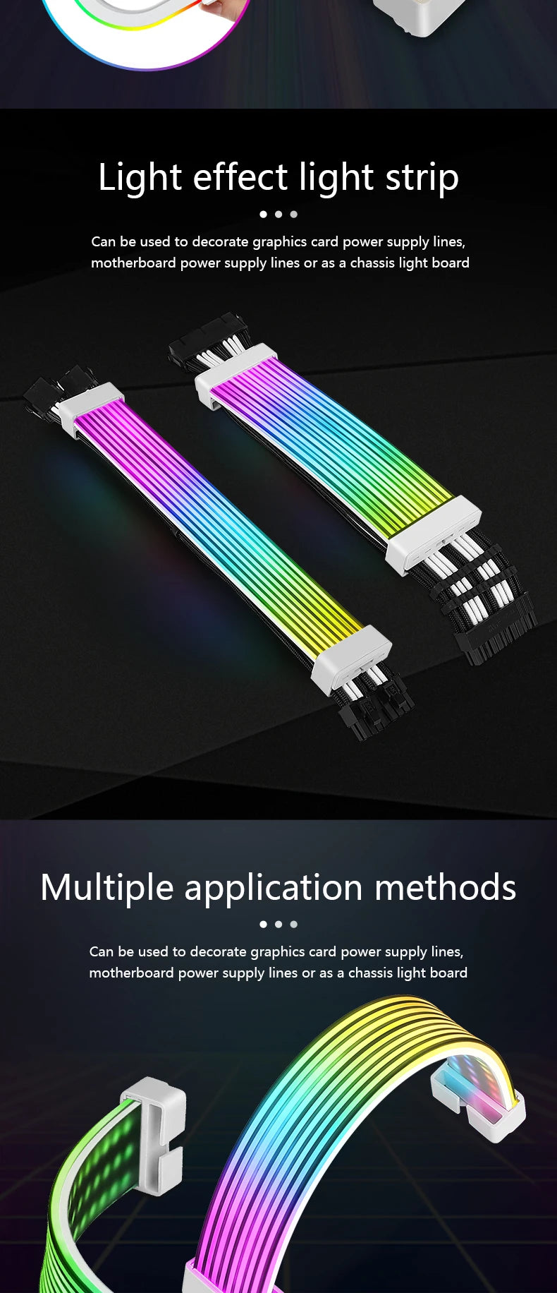 Computer Case Bendable ARGB Light Board,Suitable For Graphics Card 24pin/8pin/2x8pin/12VHPWR/Motherboard Decorative light strip