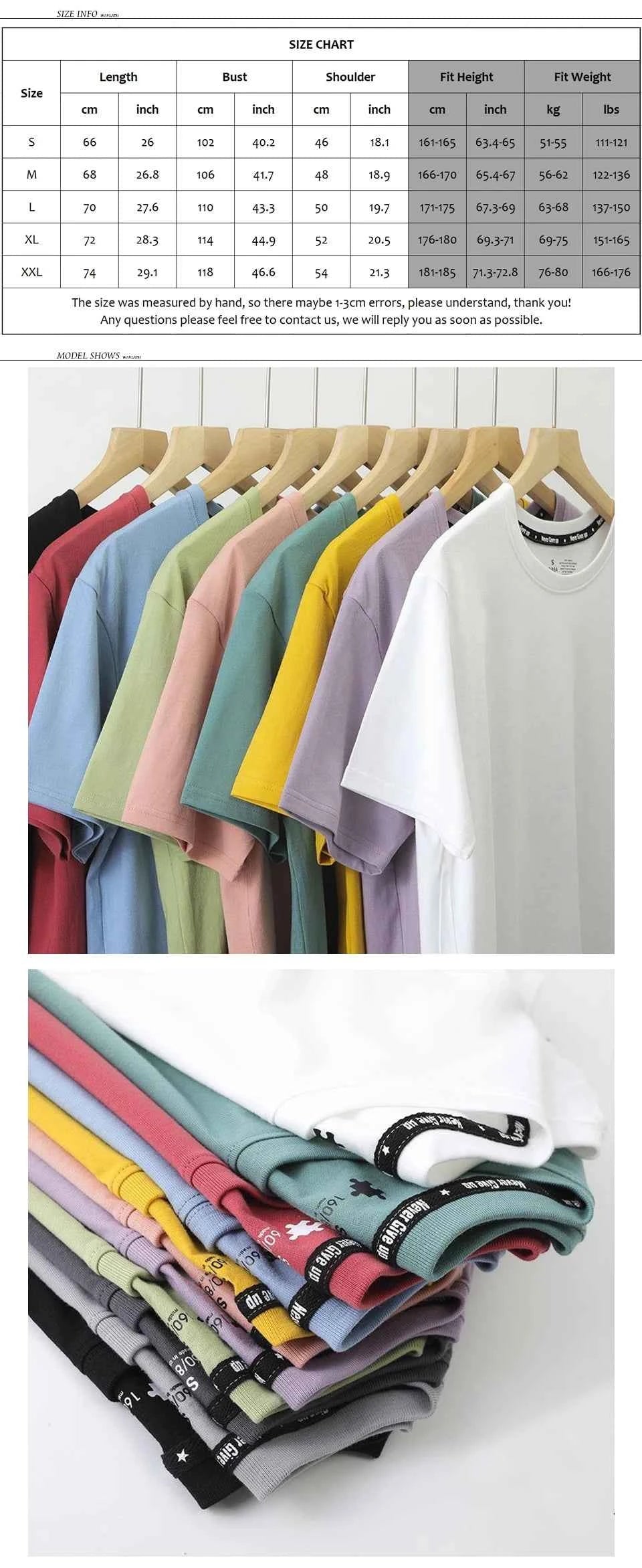 WAVLATII Women New Cotton T shirts Female 210 GSM Purple Solid Fashion Casual Oversized Short Sleeve Tees Tops for Summer WT2470