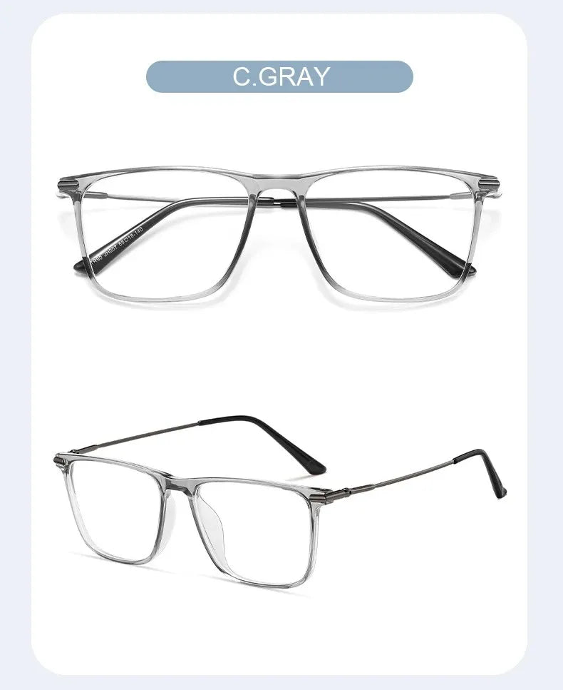 VICKY Classic Titanium Men's Square Frame Simple Design Blue Light Reading Glasses Customizable Prescription Photochromic 007
