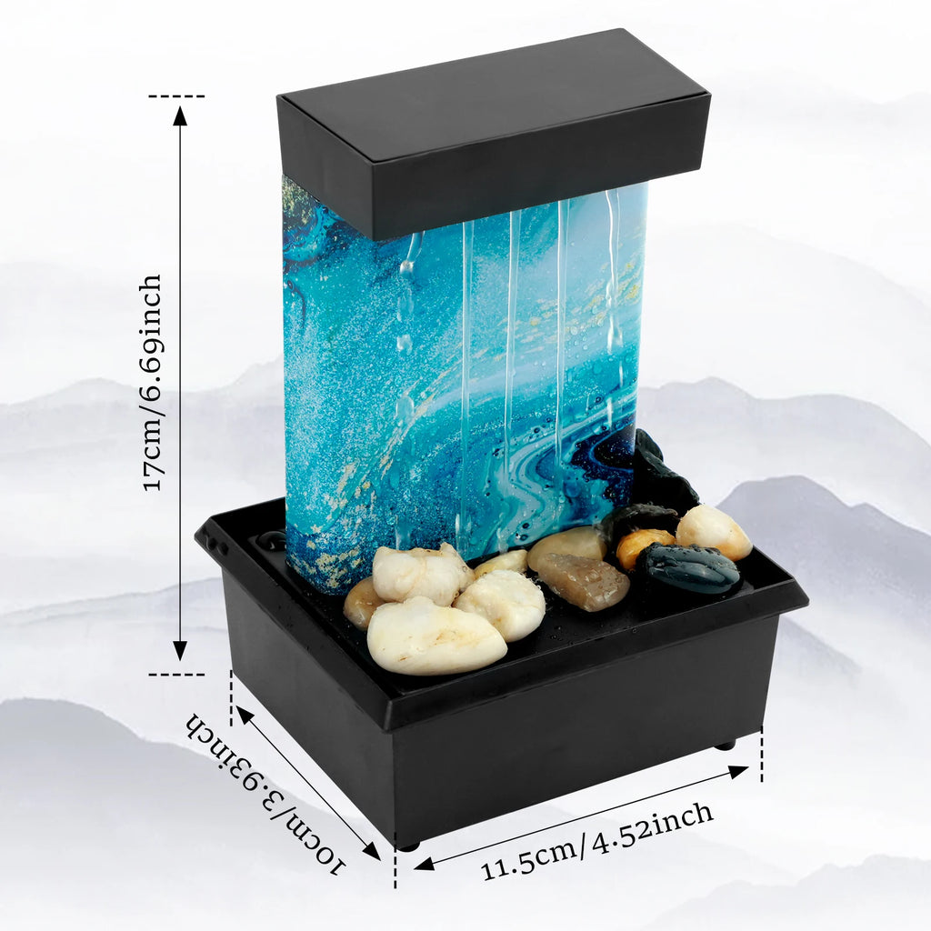 Tabletop Waterfall Home Decor Relaxation Meditation Desktop Fountain Lights Flowing Water Ornaments Mother's Day Festival Gifts