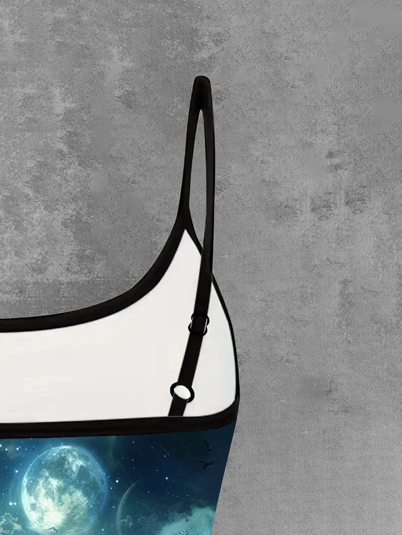 Summer Fresh New Style Printed Camisole Women's Fashionable And Versatile Personalized Elegant Women's Off-Shoulder Sexy Top