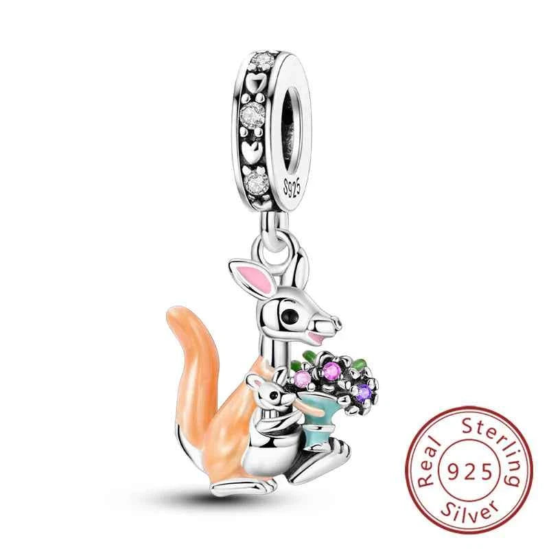 Original 925 Sterling Silver Charm Bead Mother's Day Love Heart Family Charm Bead Pendant Fits Bracelet Womens Jewelry Gifts