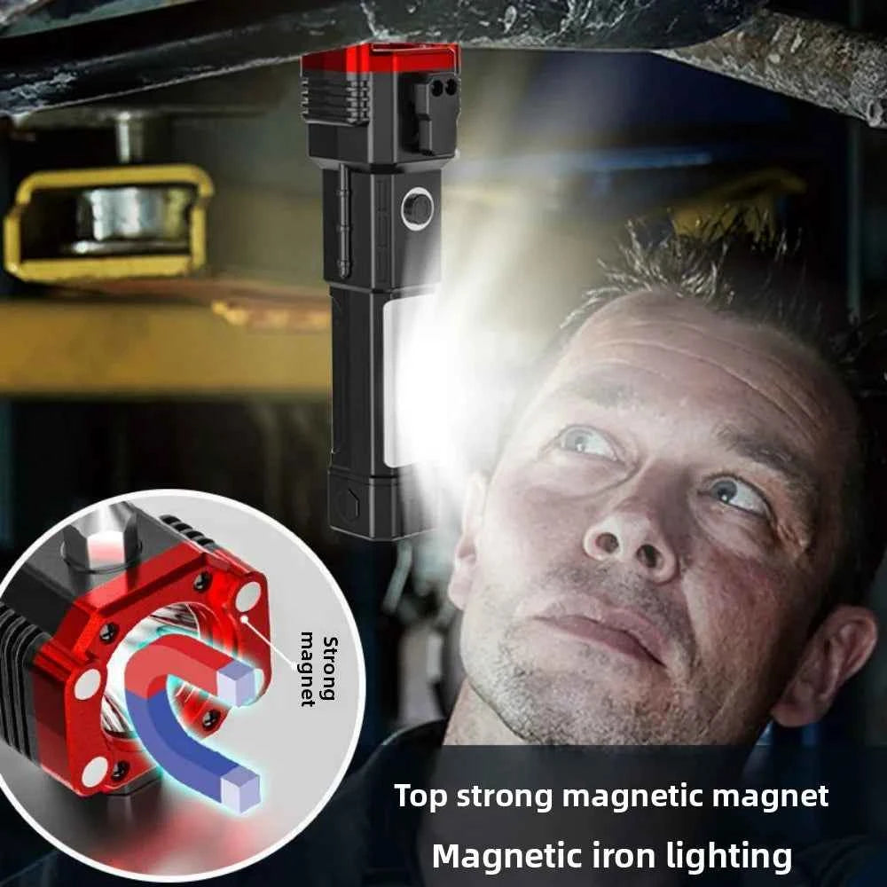 Multi-Functional Outdoor Flashlight-Pathfinding&Work Light Emergency Self-Rescue Safety Hammer with Window Breaker