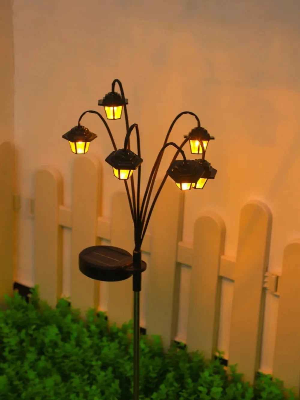 1pc Retro Lantern Decorative Light Waterproof Street Lawn Lamp Solar Garden Lights 6LED Holiday Party Lamp