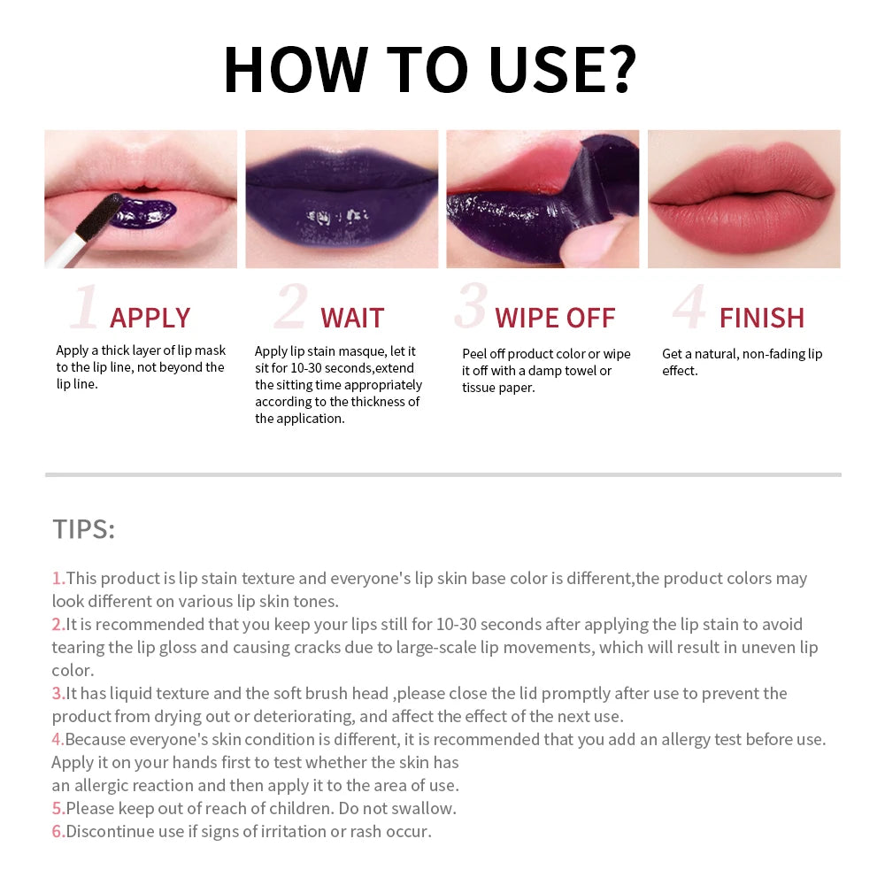 Peel Off Lip Stain Gloss – Long-Lasting Waterproof Tint