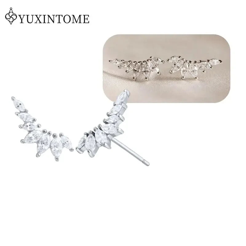 Women's 925 Sterling Silver Ear Needle Crystal Zircon Water Droplets Stud Hoop Gold Huggie Earrings Premium Luxury Party Jewelry