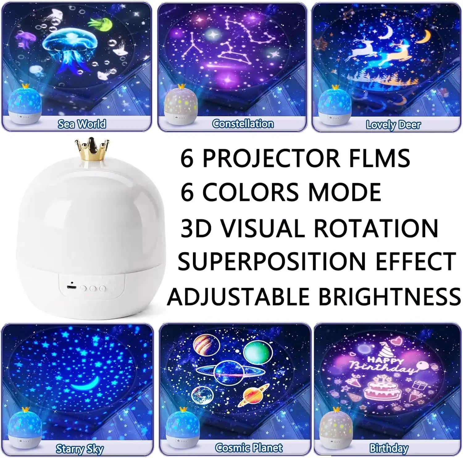Kids led Night Light Projector, Light Projector with LED Timer and USB Cable, 360 Degree Rotation Kid Night Light Lamp for Kids