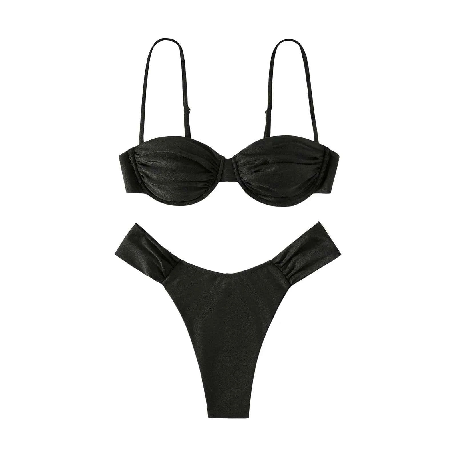 New Hot Sale Sexy Women Push-up Padded Bra Bikini Set Pleated Swimsuit Swimwear Swimming Beach Bathing Costume Bikini Set