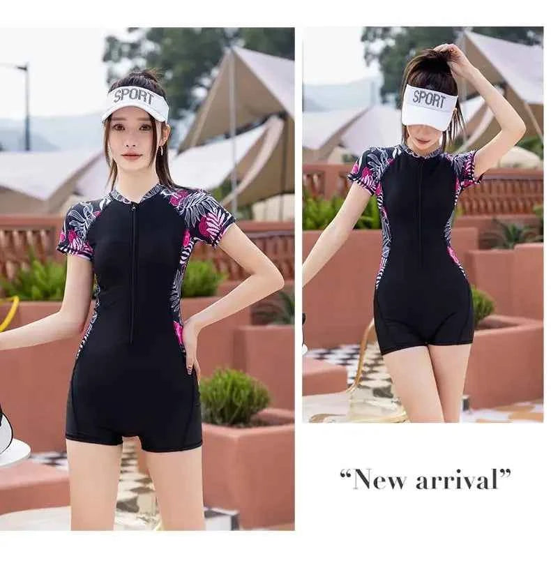 Middle-aged Elderly Mothers Professional Racing One-piece Large-size Swimsuit Women Sports Slim Students Hot Spring Swimsuit
