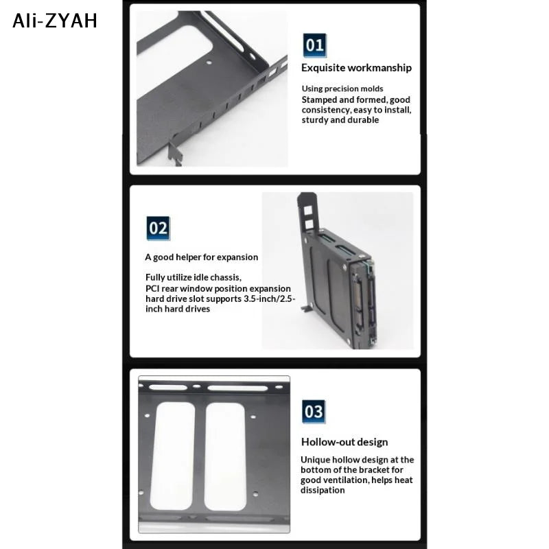 Desktop Computer Case SSD HDD Universal Hard Drive Bay PCI Card Slot Expansion Rack Suitable For 2.5-inch/3.5-inch Hard Drives