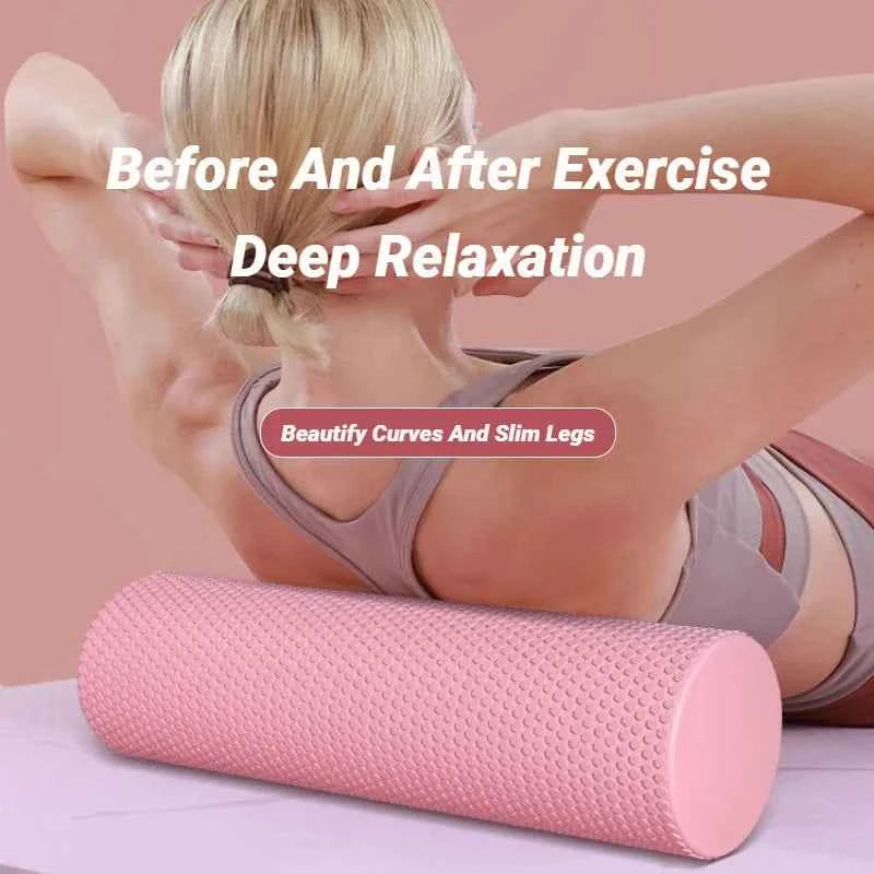 Hexagonal Yoga Roller: Round EVA Foam Cylinder for Pilates & Enhanced Home Workouts (Diameter 9.5cm, Length 29.7cm)