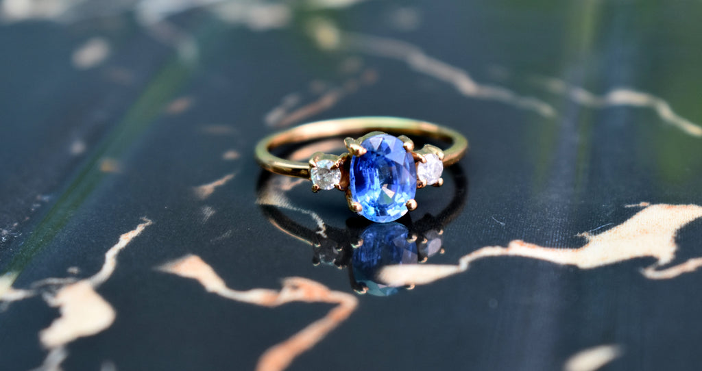 18K Yellow Gold Tanzanite Ring Handmade  Bezel Setting Ethnic Jewelry