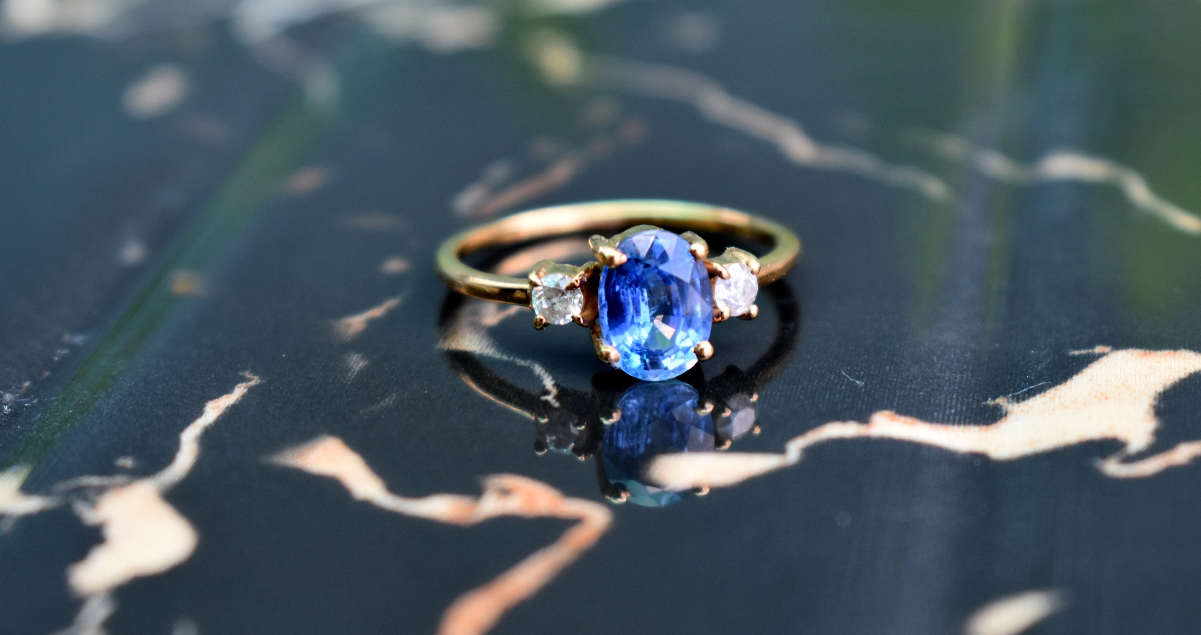 18K Yellow Gold Tanzanite Ring Handmade  Bezel Setting Ethnic Jewelry