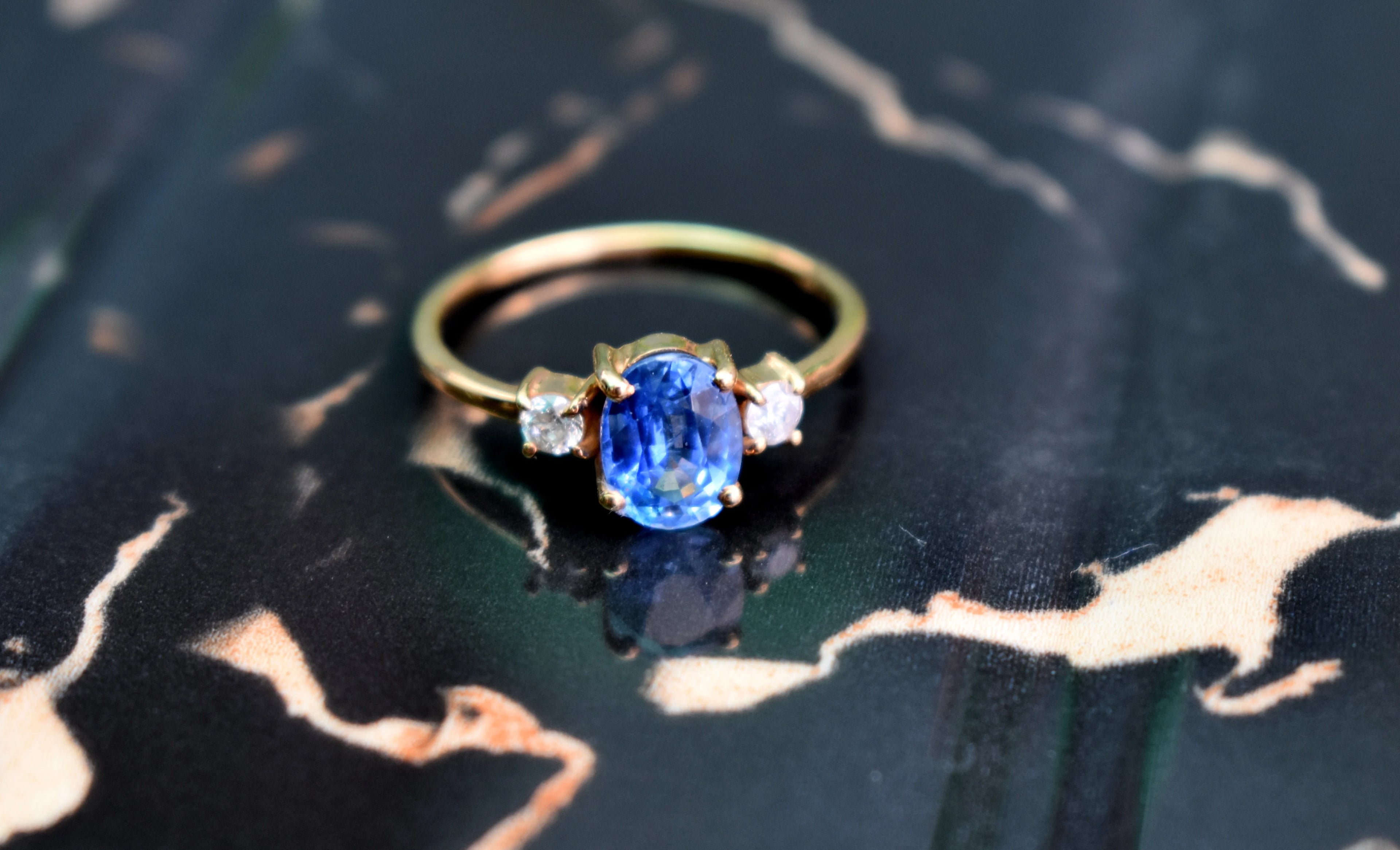 18K Yellow Gold Tanzanite Ring Handmade  Bezel Setting Ethnic Jewelry