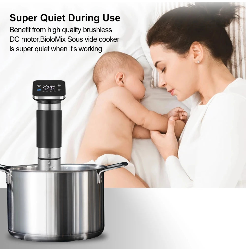 BioloMix 5th Generation WiFi Smart APP Control Sous Vide Cooker Stainless Steel IPX7 Waterproof Thermal Immersion Circulator