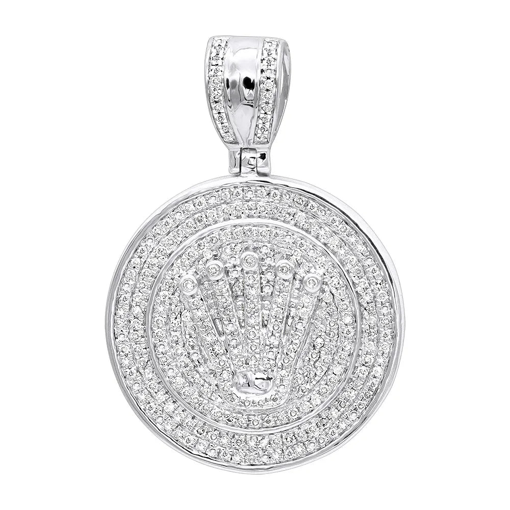 Natural Crown Diamond Hip Hop Pendant for Men's 14k Gold 1.60 Carat Round Brilliant Cut SI1-SI2 Clarity in Fine Jewelry