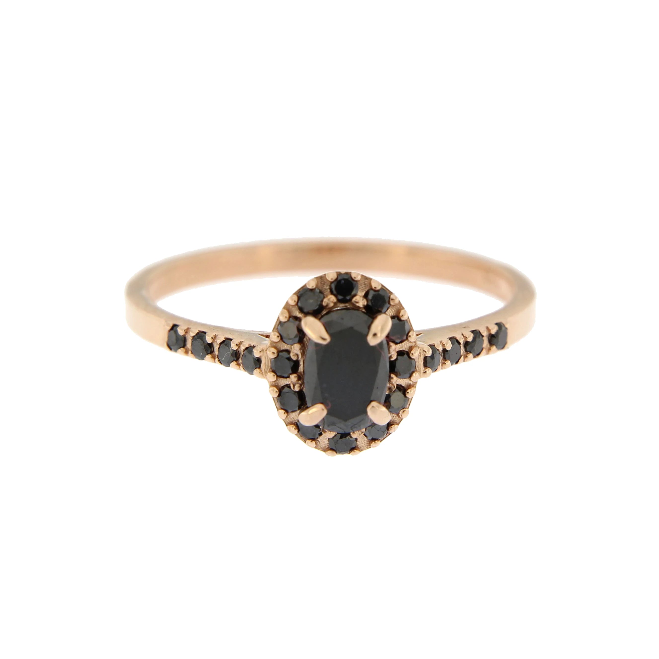 1.20 Carat Oval Shape Black Diamond Halo Engagement Ring 14k Rose Gold  Black Oval Diamond Halo Wedding Ring