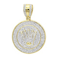 Natural Crown Diamond Hip Hop Pendant for Men's 14k Gold 1.60 Carat Round Brilliant Cut SI1-SI2 Clarity in Fine Jewelry