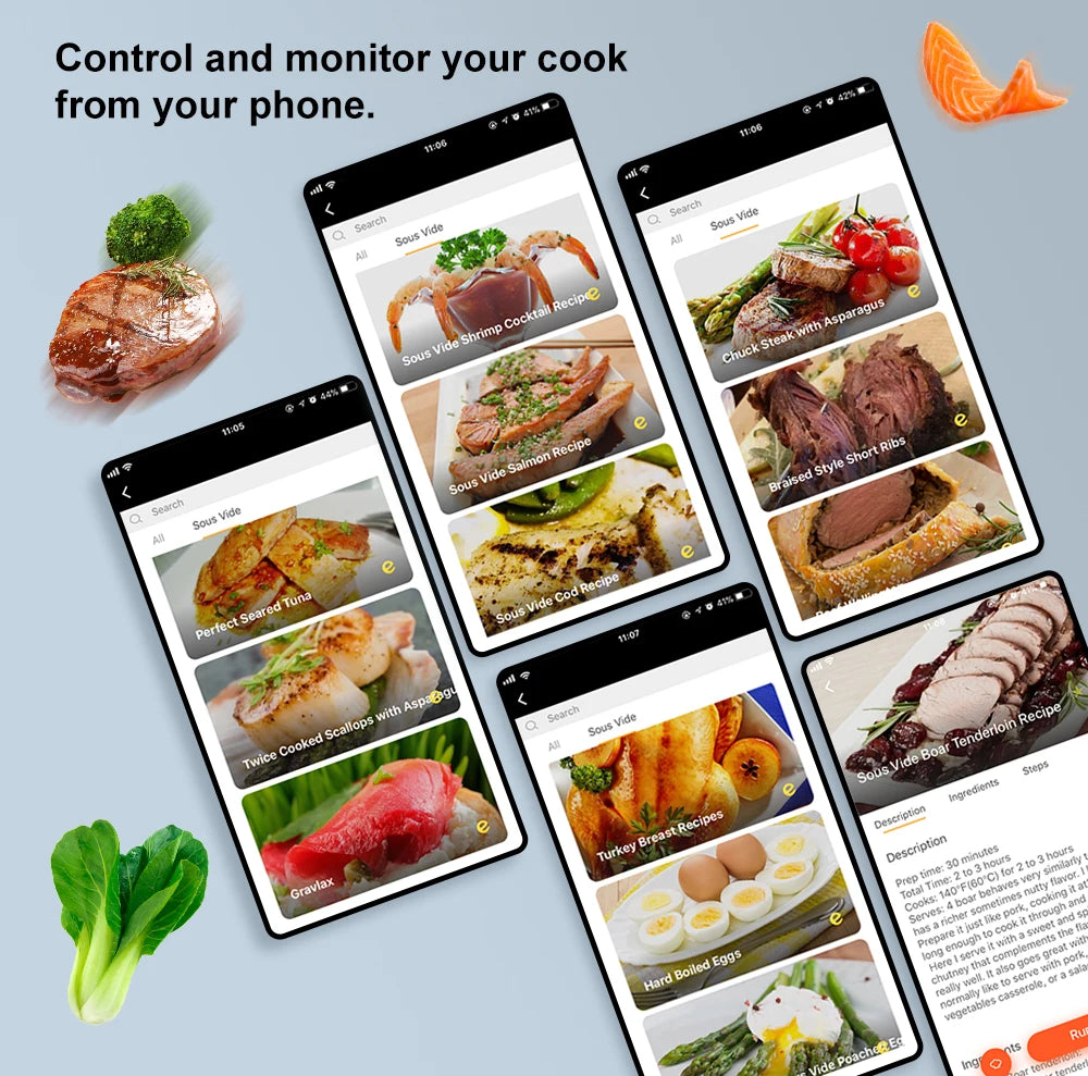 BioloMix 5th Generation WiFi Smart APP Control Sous Vide Cooker Stainless Steel IPX7 Waterproof Thermal Immersion Circulator