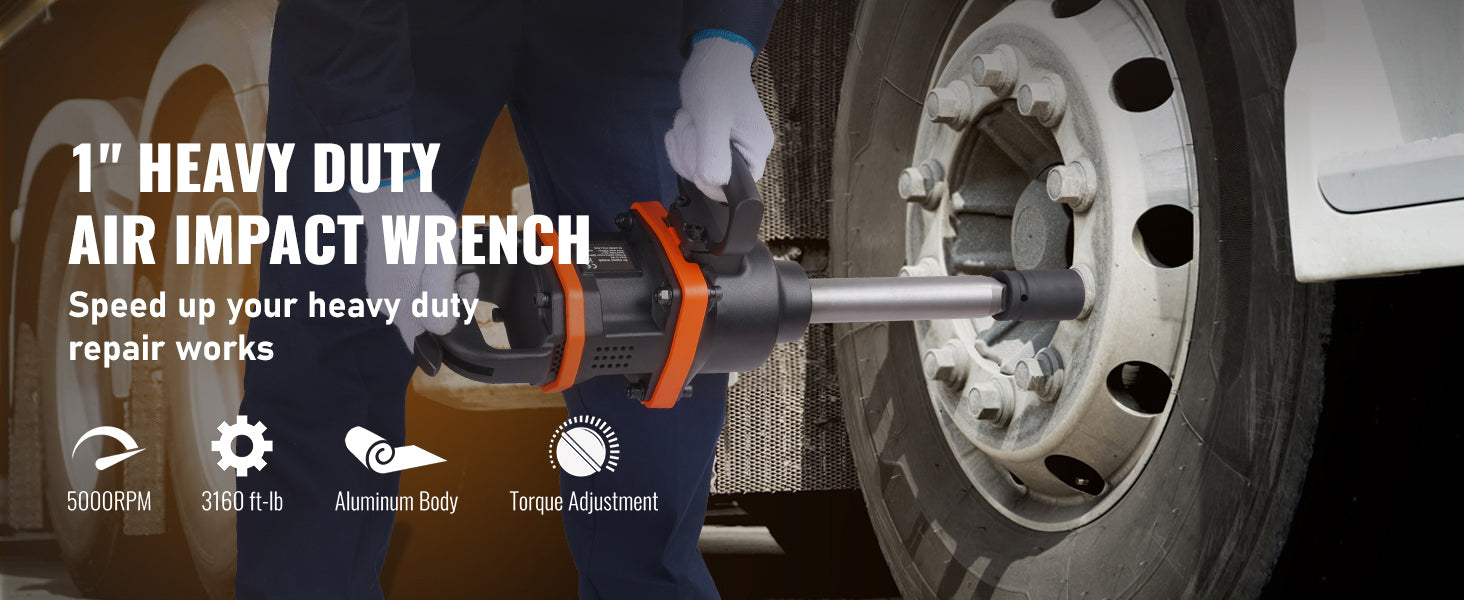 SucceBuy 1 Inch Air Impact Wrench High Reverse Torque Outpu Pneumatic Impact Gun for Heavy Duty Repairs and Maintenance Car Tire
