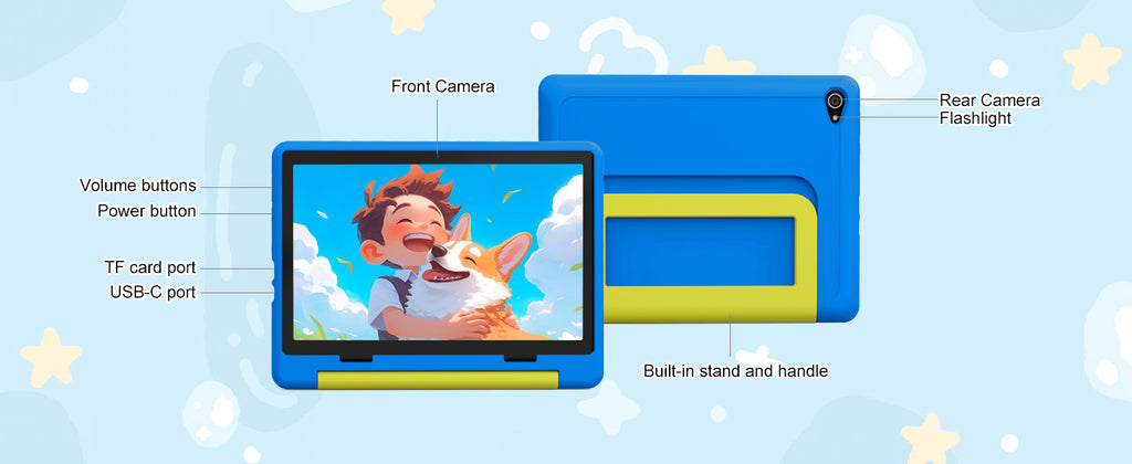 Kid Tablet Android 15 Tablet for Kids 10 inch 20GB+64GB 8-Core with Case 1TB TF Expandable for Toddler Children Parental Control