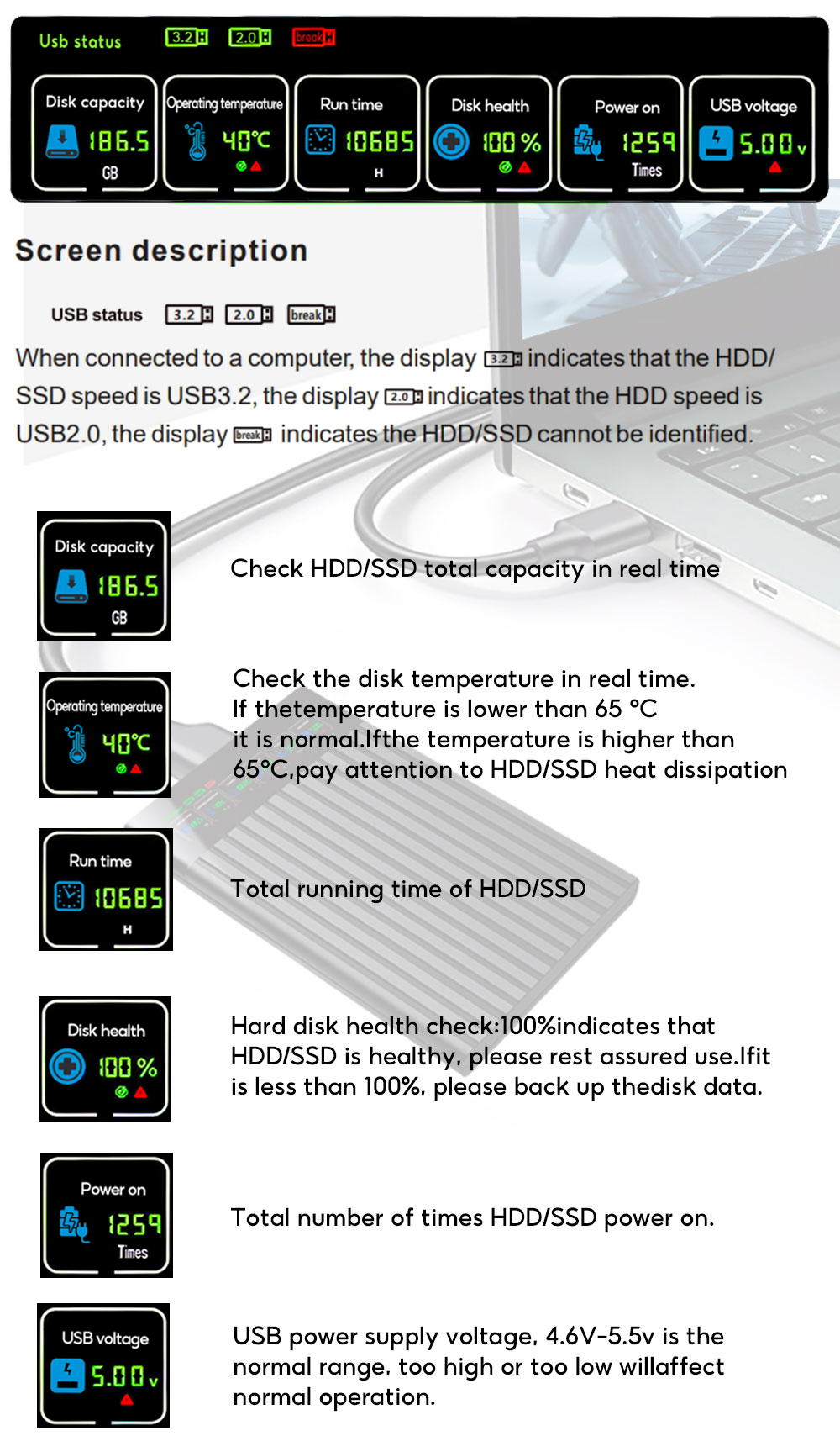 HDD SSD Case 2.5 inch SATA Box USB 3.1 HDD Enclosure 6Gbps Mobile Hard Drive Cases For PC