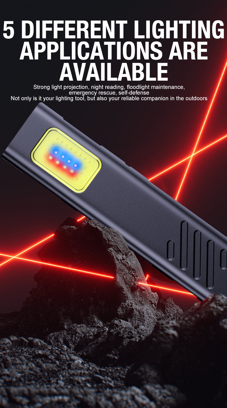 Security flashing work light warning light strong light mini portable outdoor maintenance emergency EDC flashlight knife cap cli