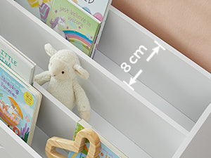 SONGMICS Kids Bookshelf and Toy Organiser, Toy Storage Chest and Bookcase with 3 Shelves, Storage Box with Wheels, Multipurpose