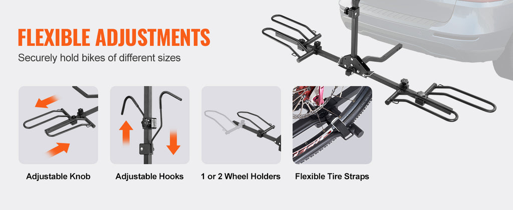 SucceBuy Hitch Mount Bike Rack, 2/4-Bike Platform Style 80/160/150 LBS Bike Rack Hitch Titling and Folding Bike Carrier for Car