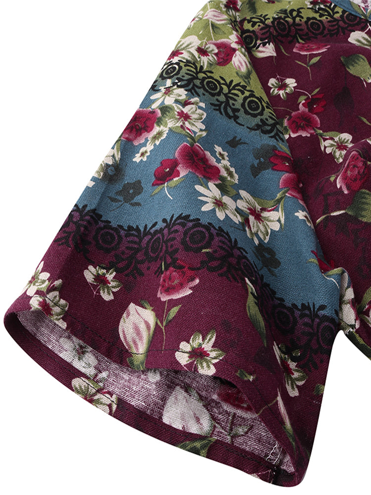 ZANZEA Summer Maxi Dress Women's Vintage Printed Sundress Casual Loose Short Sleeve Vestidos Vacation High Waist Robe Femme 2024