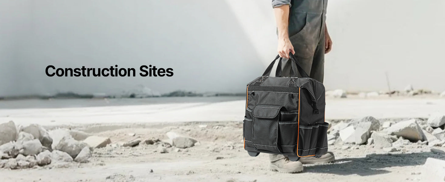 SucceBuy 110Lbs Rolling Tool Bag 25 Pockets Roller Tool Bag on Wheels with Telescoping Handle Toolbag Organizers for Mechanic