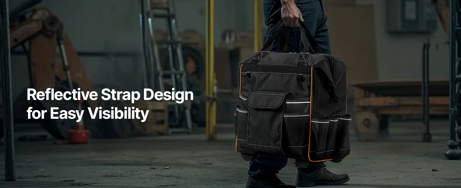 SucceBuy 110Lbs Rolling Tool Bag 25 Pockets Roller Tool Bag on Wheels with Telescoping Handle Toolbag Organizers for Mechanic